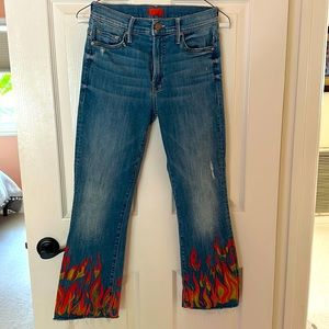 Mother “fire” cropped Fray jeans
